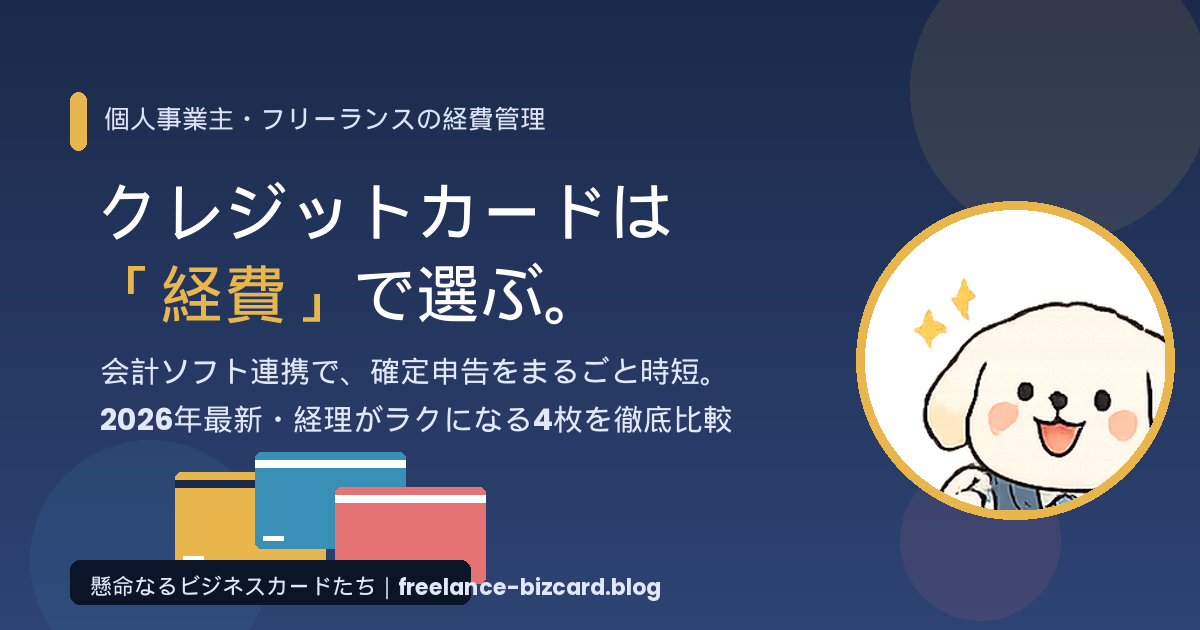 個人事業主・フリーランスが経費管理でクレジットカードを選ぶ比較記事のアイキャッチ