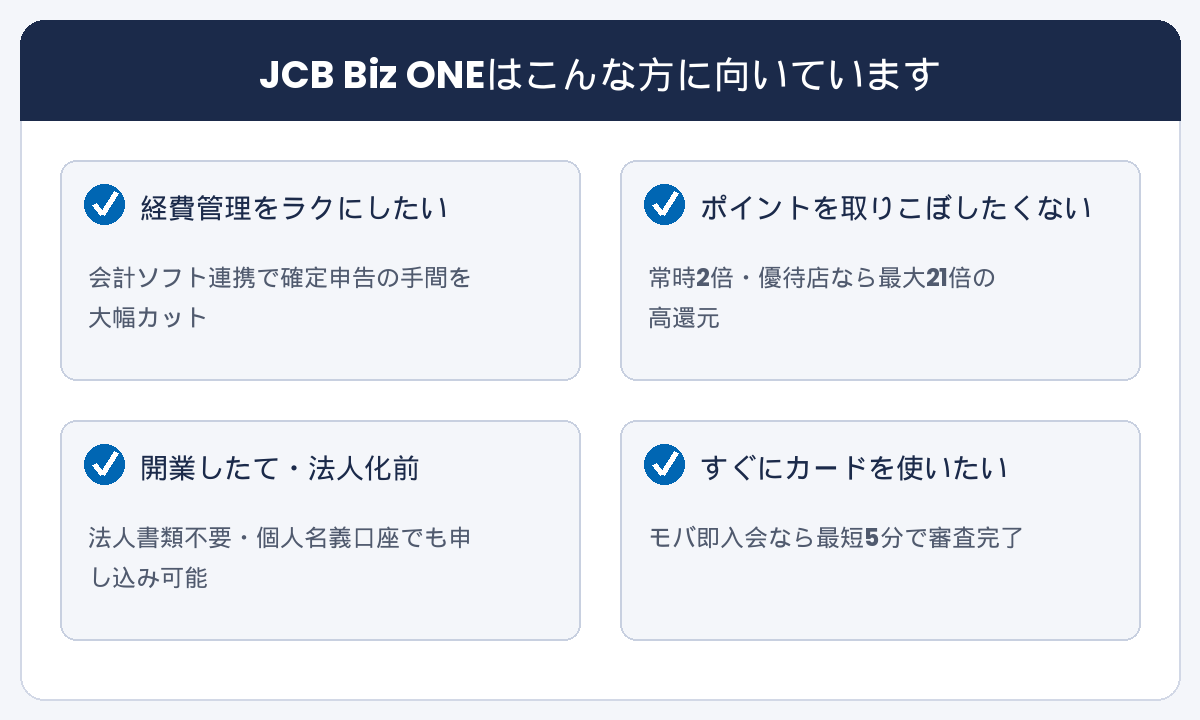 JCB Biz ONEが向いている人の特徴