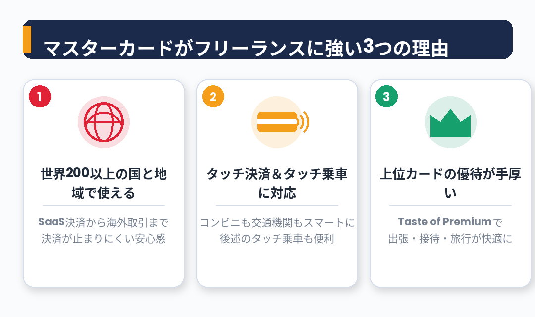 マスターカードがフリーランスに強い3つの理由（加盟店・タッチ決済・優待）