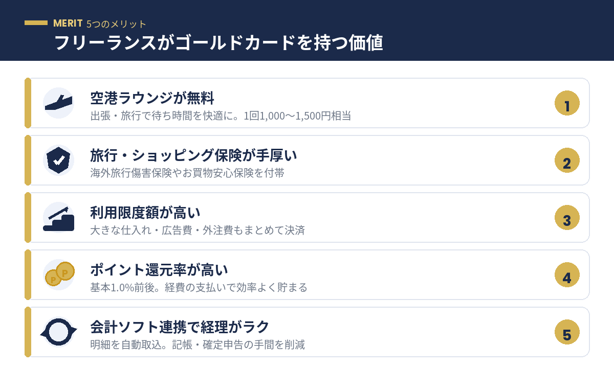 フリーランスがゴールドカードを持つ5つのメリット
