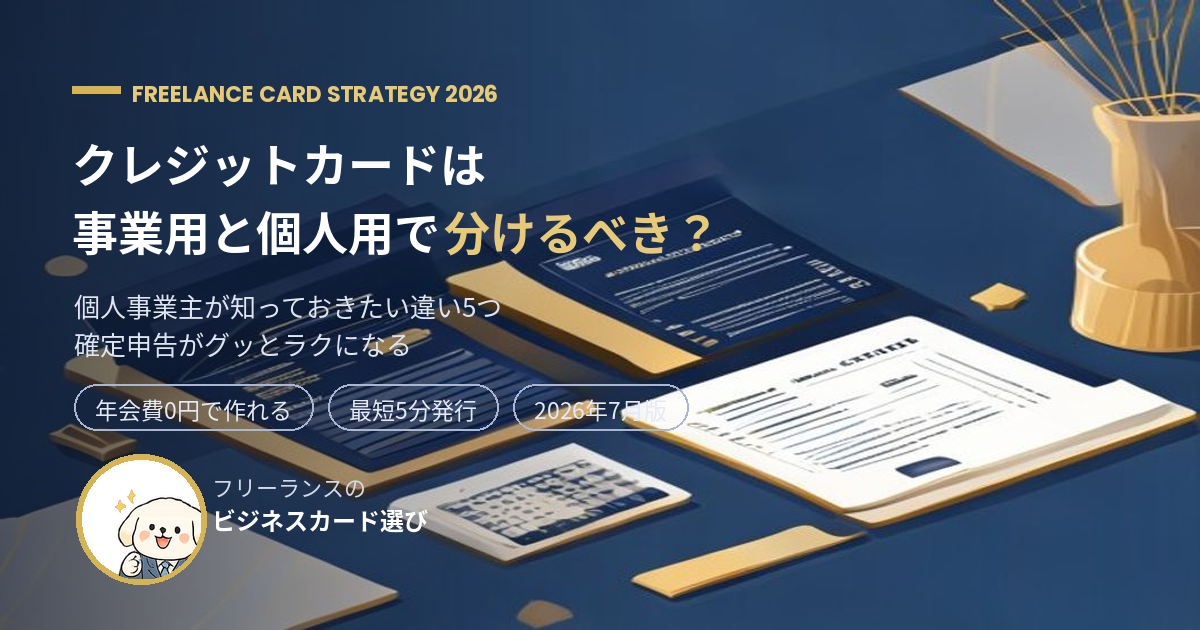 個人事業主のクレジットカードは分けるべき？【2026年7月】違い5つを比較