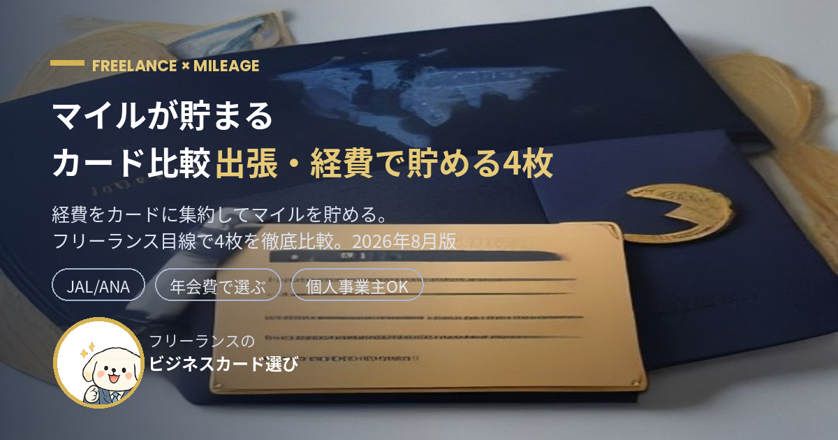 フリーランスがマイルを貯めるクレジットカード比較【2026年8月】出張・経費で貯める4枚