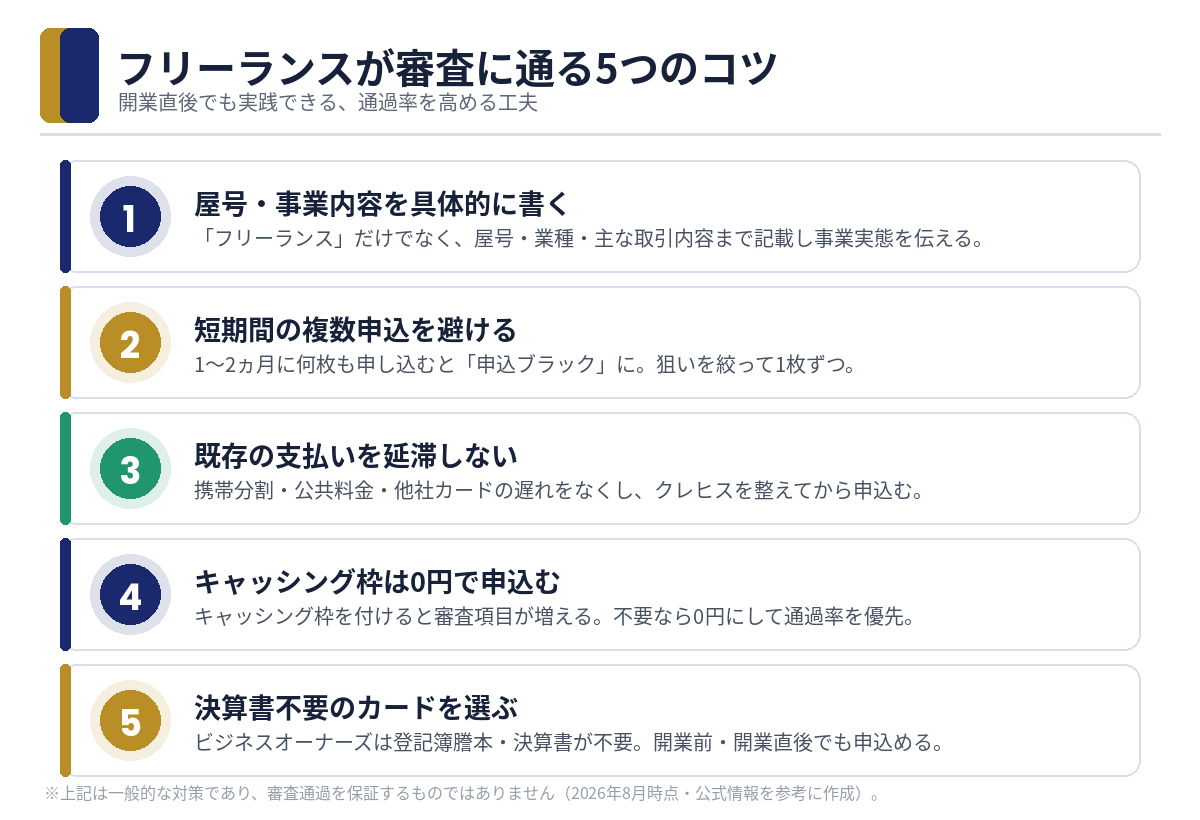 フリーランスが審査に通る5つのコツ