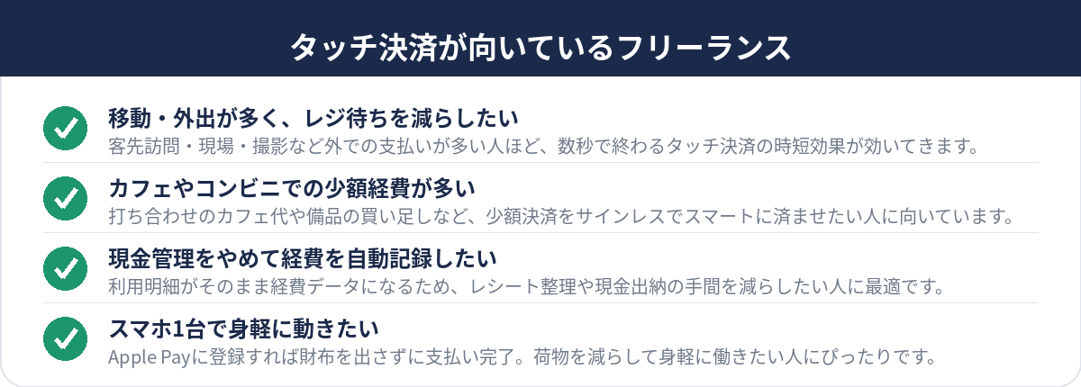 タッチ決済が向いているフリーランス
