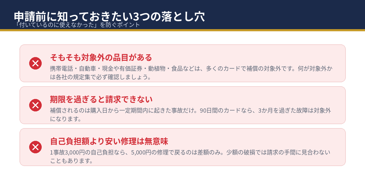 ショッピング保険の申請前に知っておきたい3つの落とし穴