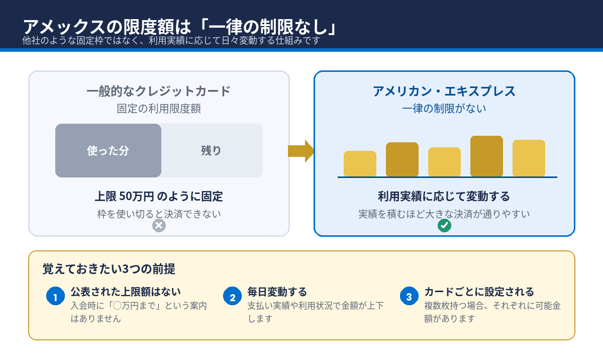 アメックスの限度額は一律の制限なし。固定枠との違い