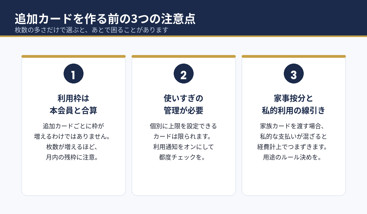 追加カードを作る前の3つの注意点