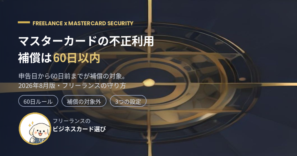 マスターカード不正利用の補償は60日以内｜フリーランス向け解説
