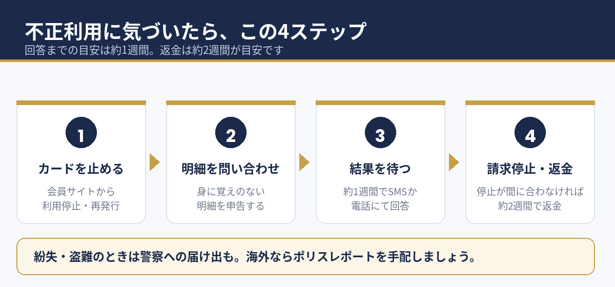 止める→申告→回答→請求停止・返金の4ステップ