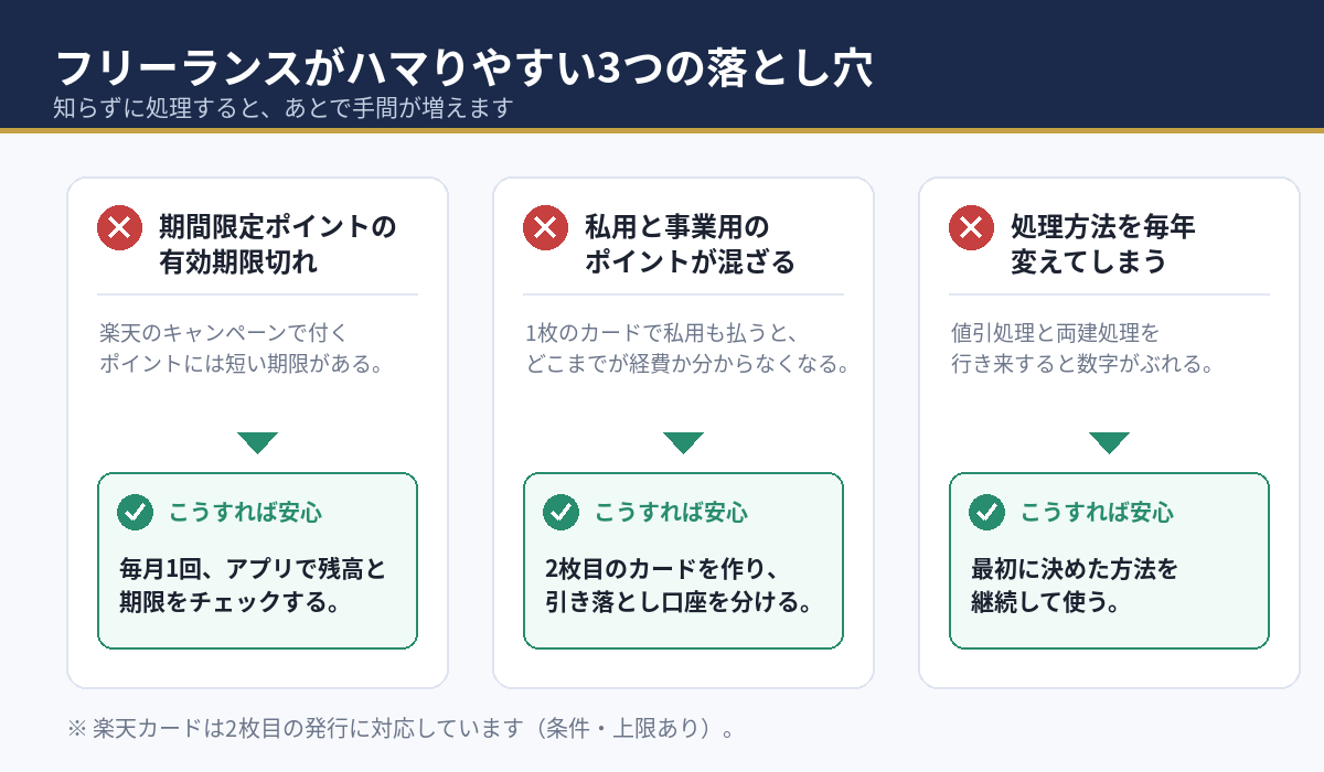 楽天ポイントの経費処理で陥りやすい3つの落とし穴