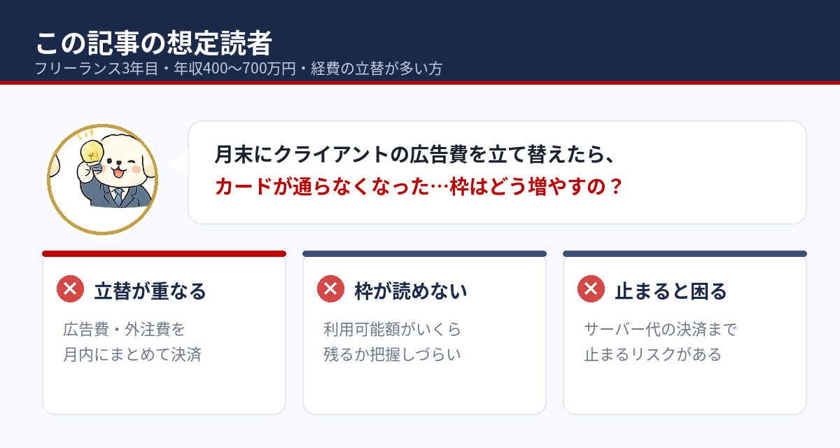 楽天カードの限度額が足りなくなるフリーランスのペルソナ図
