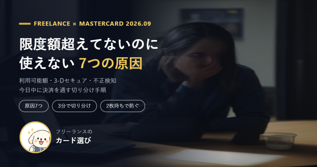 マスターカードが限度額超えてないのに使えない7つの原因｜2026年9月版