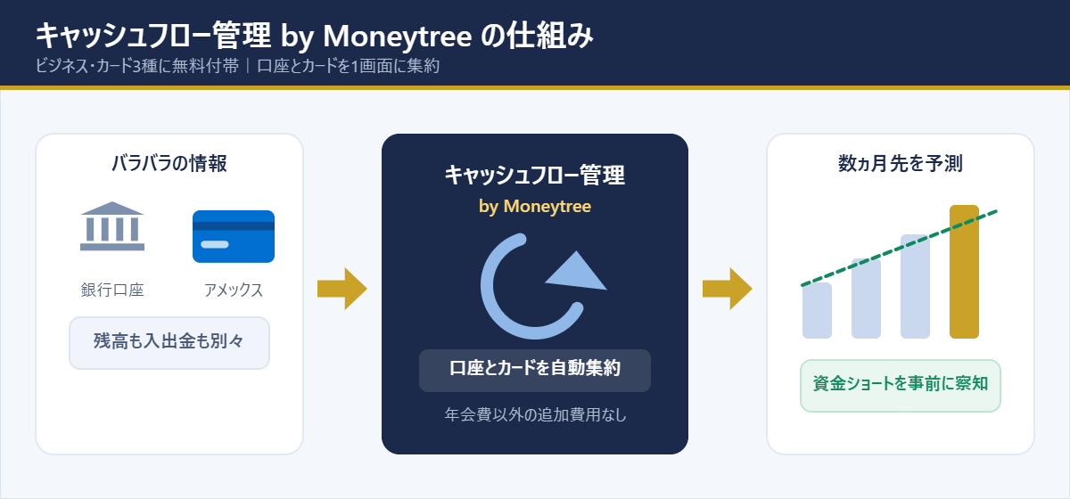 アメックスのキャッシュフロー管理が口座とカードを集約し、数ヵ月先を予測する仕組み