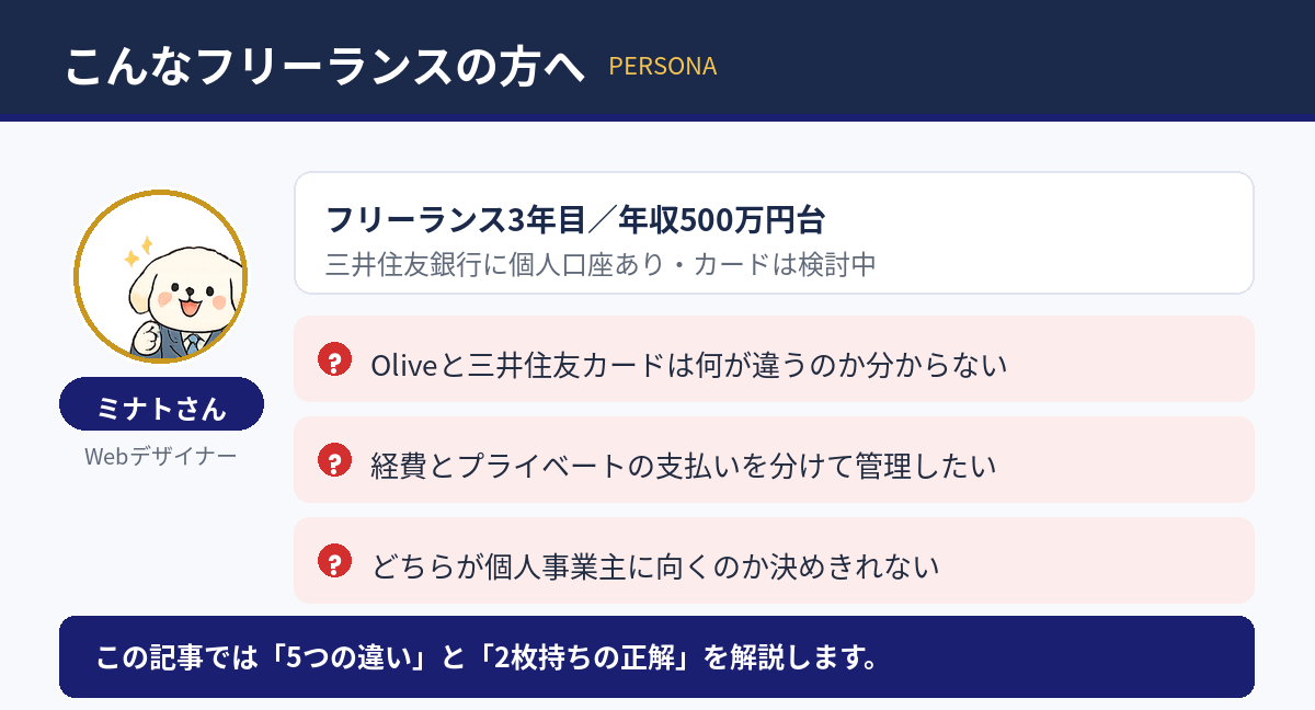 Oliveと三井住友カードで迷うフリーランスのペルソナ