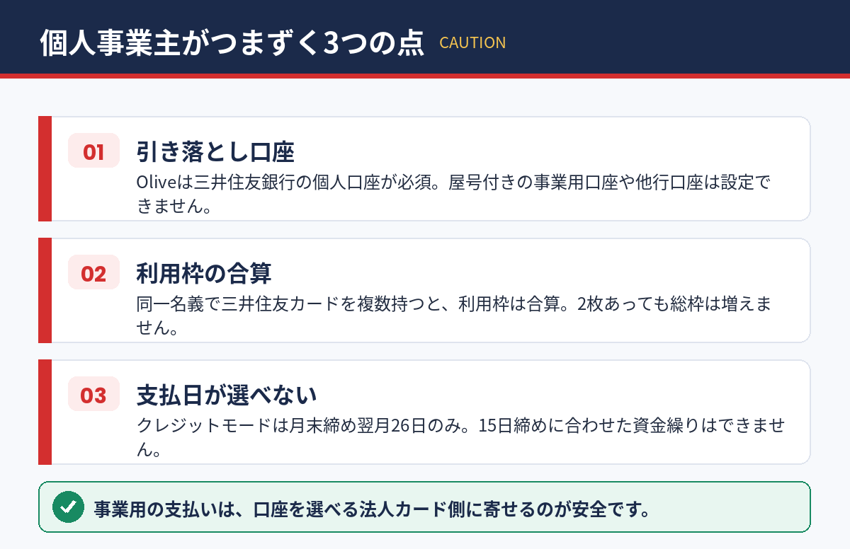 個人事業主がOliveでつまずく3つの注意点