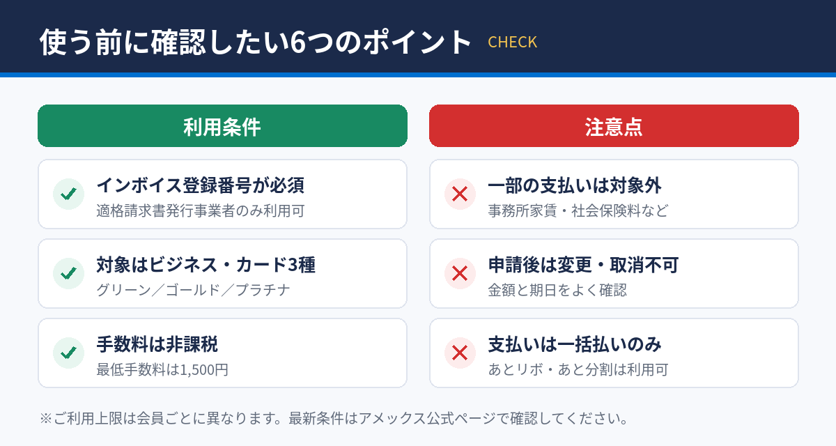 請求書カード払いの利用条件と注意点