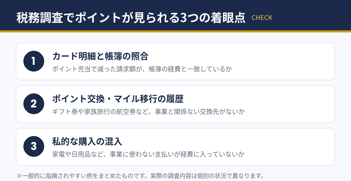 税務調査でポイントが見られる3つの着眼点