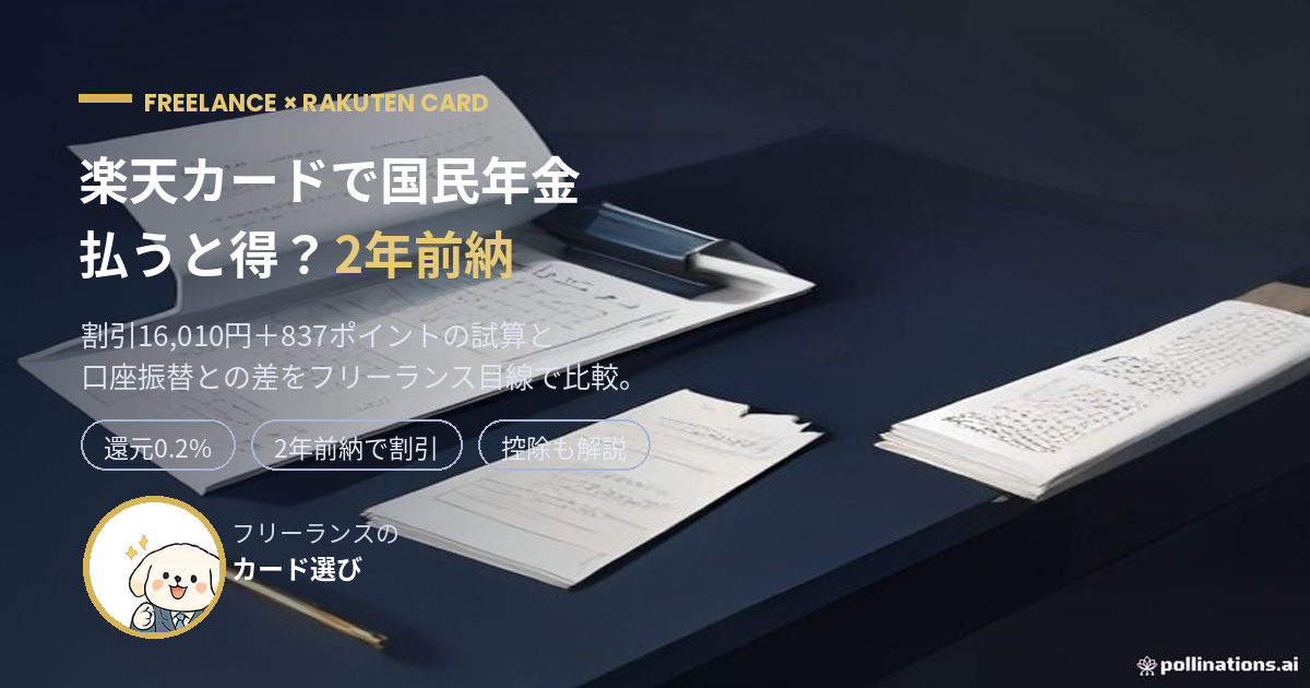 楽天カードで国民年金を2年前納するおトク額を解説するアイキャッチ