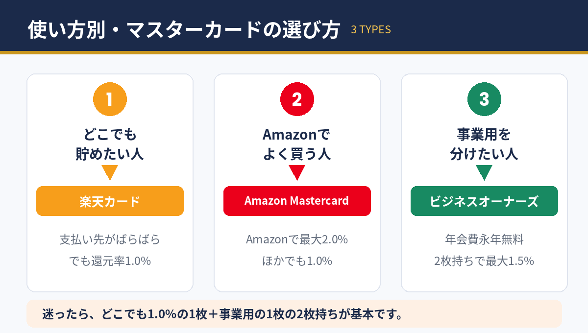 フリーランスの使い方別・マスターカードの選び方