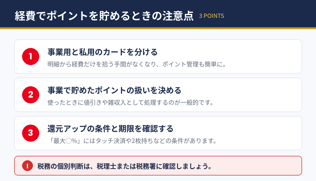 経費でポイントを貯めるときの注意点3つ