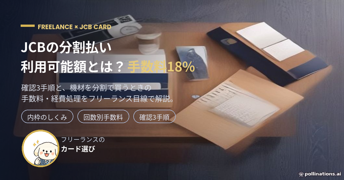 JCBの分割払い利用可能額と手数料18%を解説するアイキャッチ